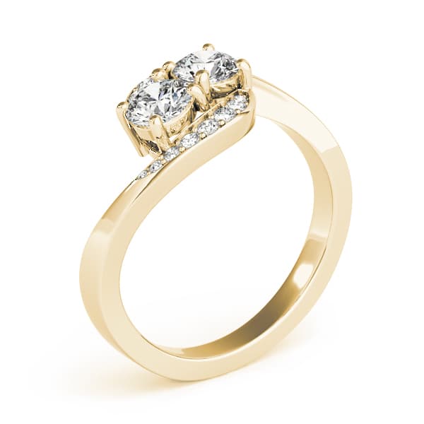 Two Stone Ring (0.1 ct. tw.), Angle view in yellow gold