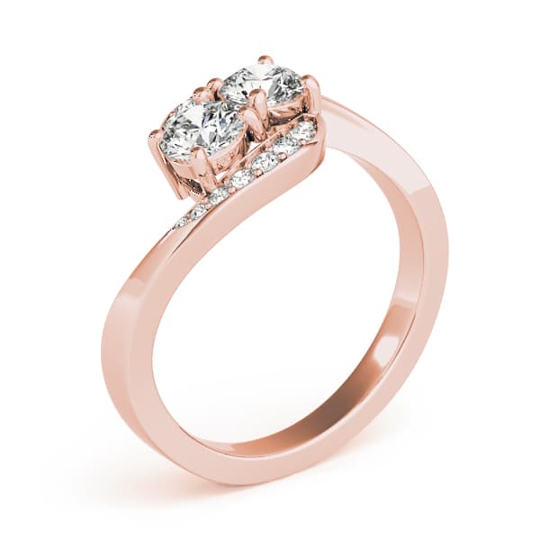 Two Stone Ring (0.1 ct. tw.), Angle view in rose gold