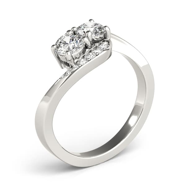 Two Stone Ring (0.1 ct. tw.), Angle view in white gold or platinum