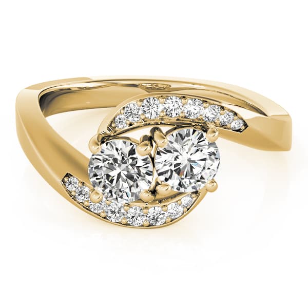 Two Stone Ring (0.1 ct. tw.), On hand view in yellow gold
