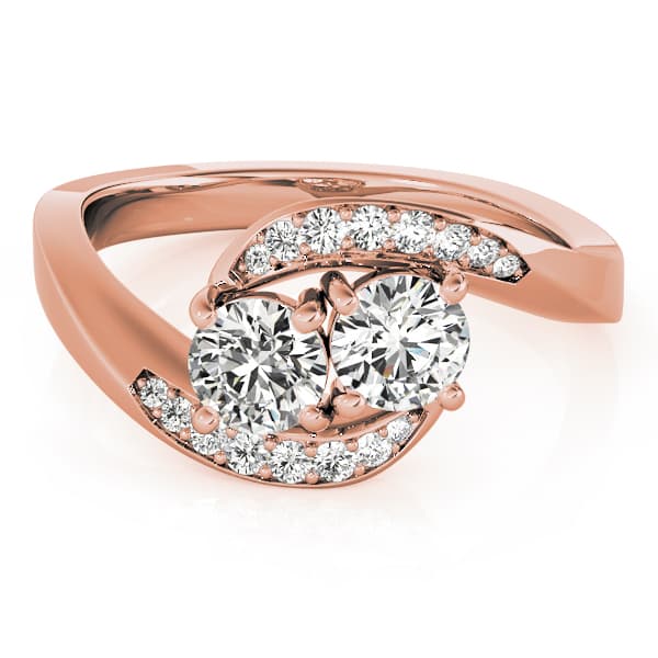 Two Stone Ring (0.1 ct. tw.), On hand view in rose gold