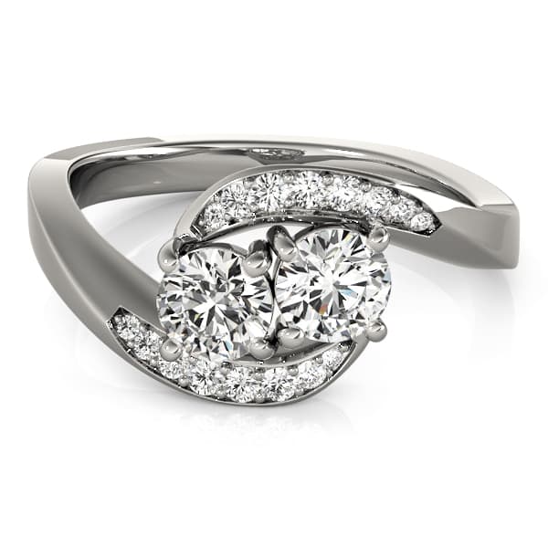 Two Stone Ring (0.1 ct. tw.), On hand view in white gold or platinum