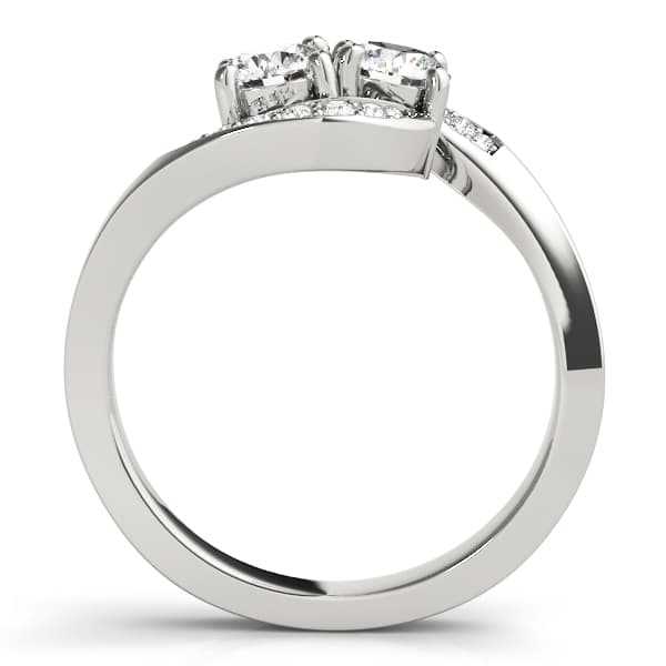 Two Stone Ring (0.1 ct. tw.), Side view in white gold or platinum