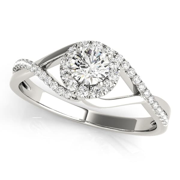 Bypass Halo Twisted Shank Engagement Ring — style 84828 in 10k White Gold