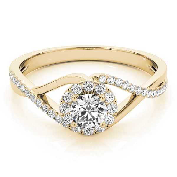 Bypass Halo Twisted Shank Engagement Ring, style 84828, On hand view in yellow gold