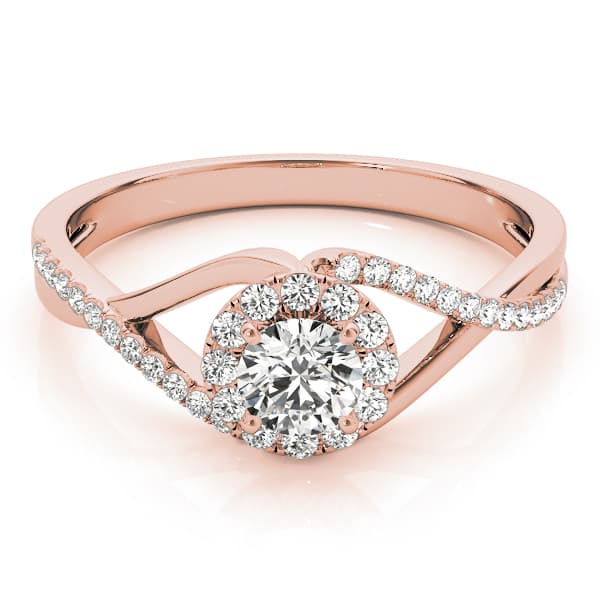 Bypass Halo Twisted Shank Engagement Ring, style 84828, On hand view in rose gold