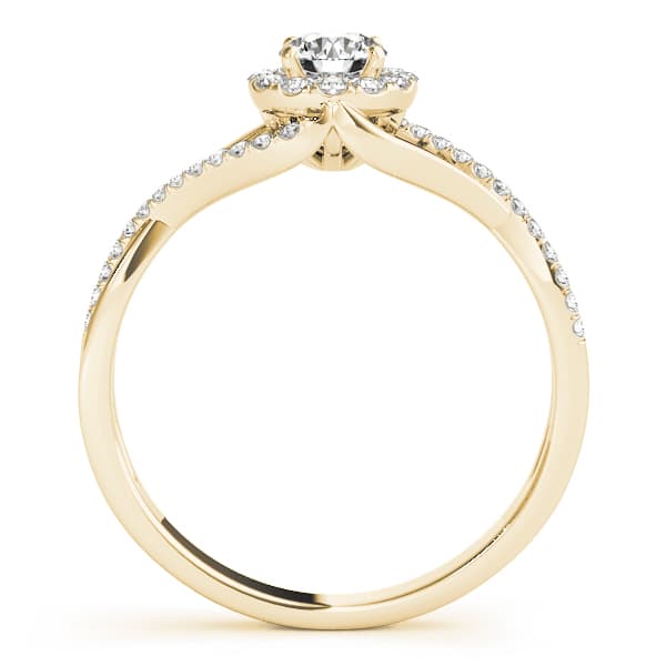 Bypass Halo Twisted Shank Engagement Ring, style 84828, Side view in yellow gold