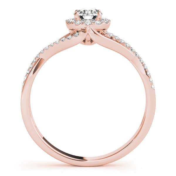 Bypass Halo Twisted Shank Engagement Ring, style 84828, Side view in rose gold