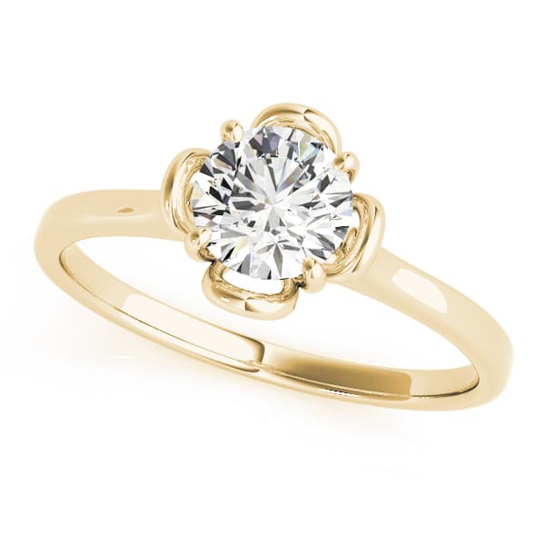 Solitaire Accented Cathedral Engagement Ring, style 84829, Front view in yellow gold