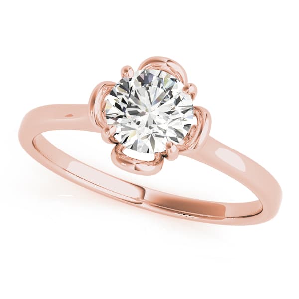 Solitaire Accented Cathedral Engagement Ring, style 84829, Front view in rose gold