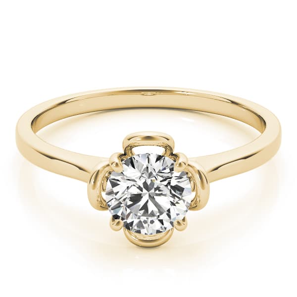 Solitaire Accented Cathedral Engagement Ring, style 84829, On hand view in yellow gold