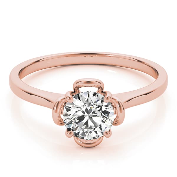 Solitaire Accented Cathedral Engagement Ring, style 84829, On hand view in rose gold