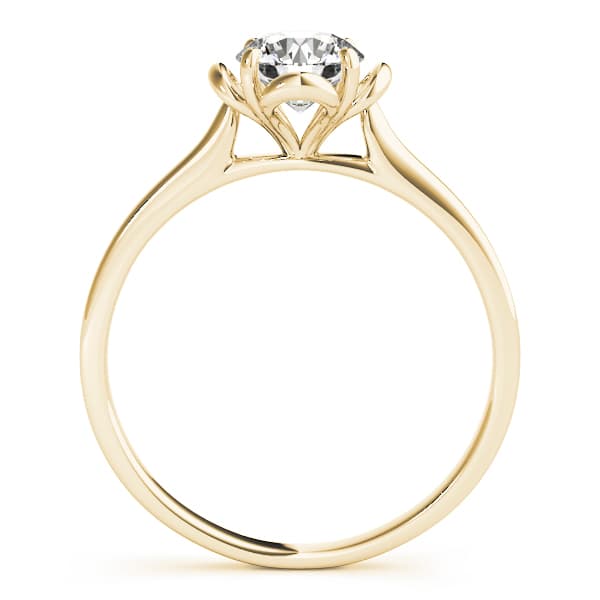 Solitaire Accented Cathedral Engagement Ring, style 84829, Side view in yellow gold