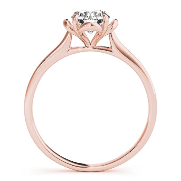 Solitaire Accented Cathedral Engagement Ring, style 84829, Side view in rose gold