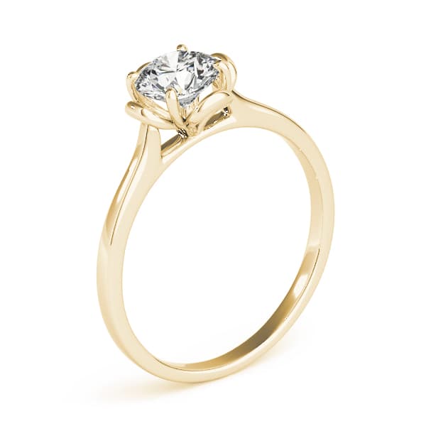 Solitaire Accented Cathedral Engagement Ring, style 84829, Top view in yellow gold