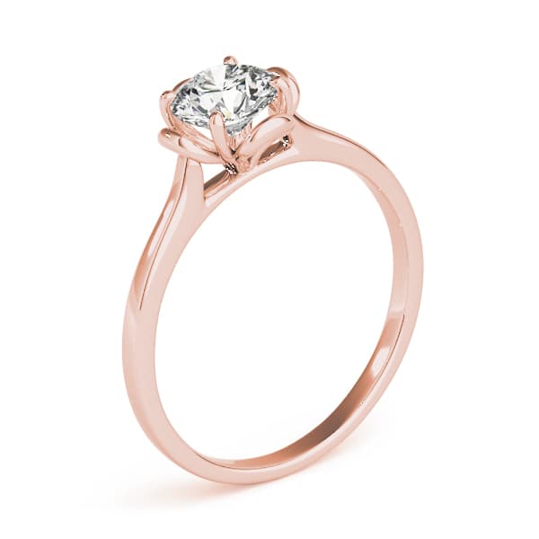 Solitaire Accented Cathedral Engagement Ring, style 84829, Top view in rose gold