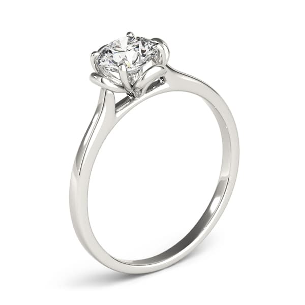Solitaire Accented Cathedral Engagement Ring, style 84829, Top view in white gold or platinum