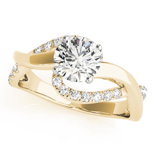 Twisting Bypass Engagement Ring, style 84832, Front view in yellow gold