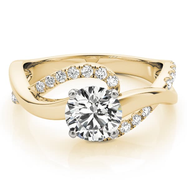 Twisting Bypass Engagement Ring, style 84832, On hand view in yellow gold