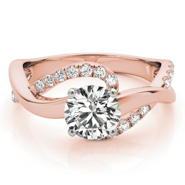 Twisting Bypass Engagement Ring, style 84832, On hand view in rose gold
