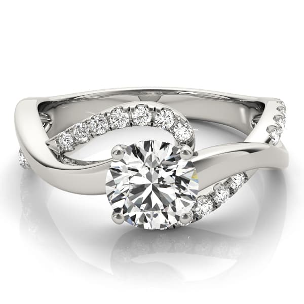 Twisting Bypass Engagement Ring, style 84832, On hand view in white gold or platinum