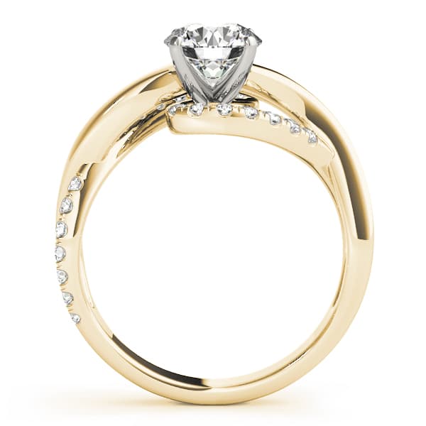 Twisting Bypass Engagement Ring, style 84832, Side view in yellow gold