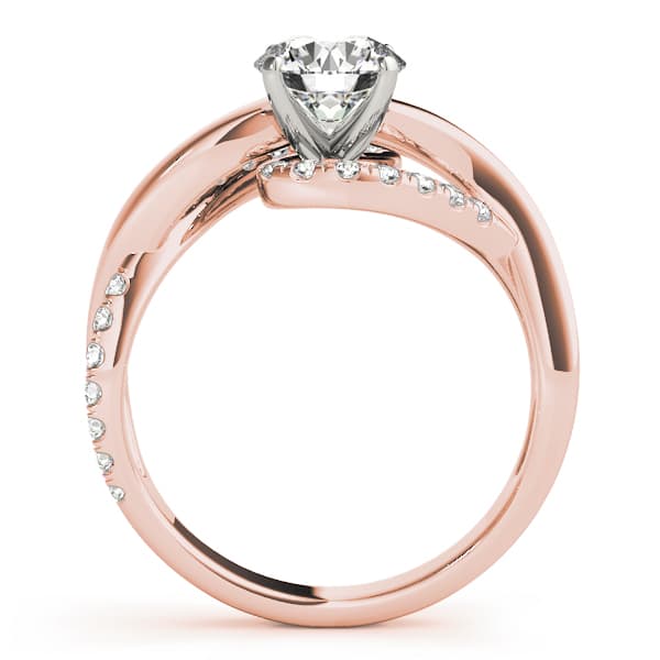 Twisting Bypass Engagement Ring, style 84832, Side view in rose gold