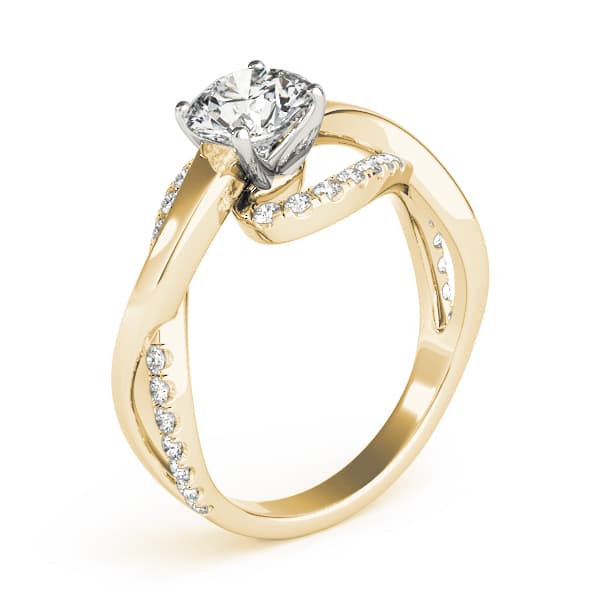 Twisting Bypass Engagement Ring, style 84832, Top view in yellow gold