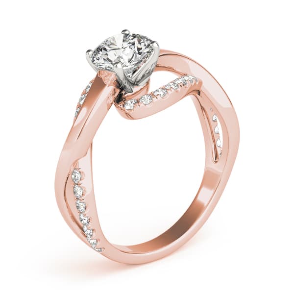 Twisting Bypass Engagement Ring, style 84832, Top view in rose gold