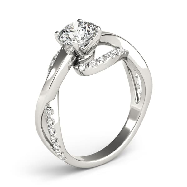 Twisting Bypass Engagement Ring, style 84832, Top view in white gold or platinum