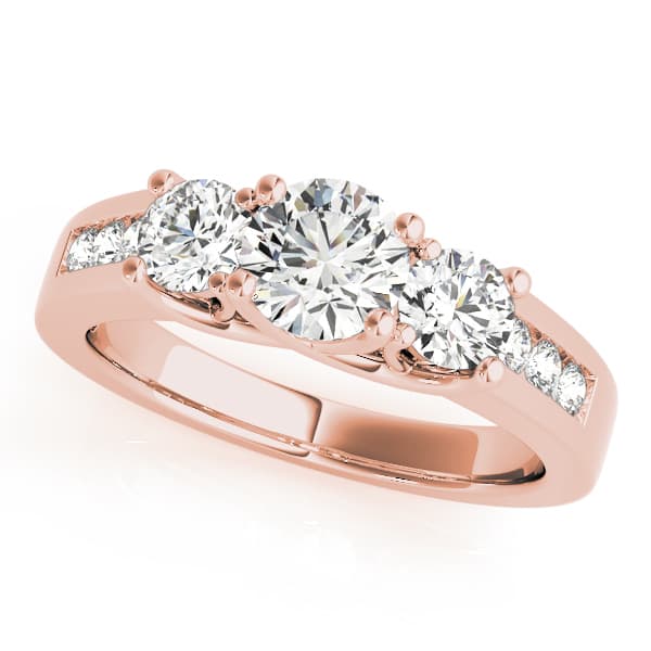 3-Stone Trellis Engagement Ring, style 84833, Front view in rose gold