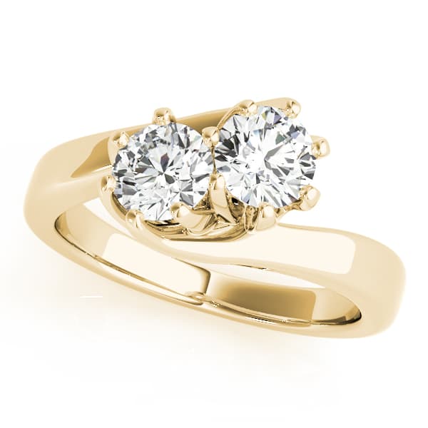 2-Stone Trellis Wedding Rings (1/2 ct. tw.), Front view in yellow gold