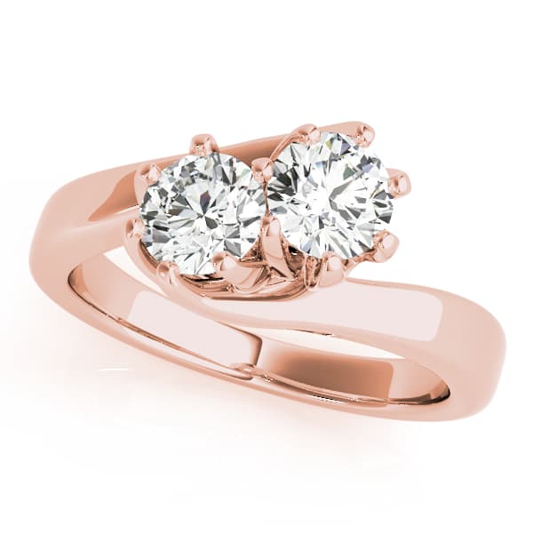 2-Stone Trellis Wedding Rings (1 ct. tw.), Front view in rose gold