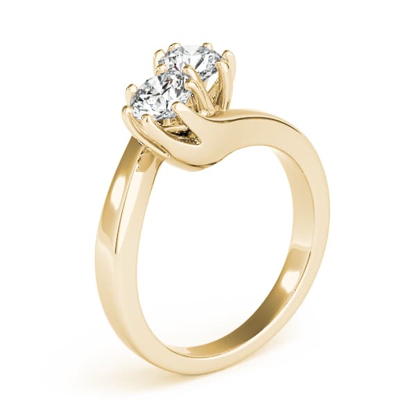 2-Stone Trellis Wedding Rings (1/2 ct. tw.), Angle view in yellow gold