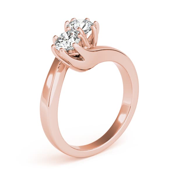 2-Stone Trellis Wedding Rings (1 ct. tw.), Angle view in rose gold