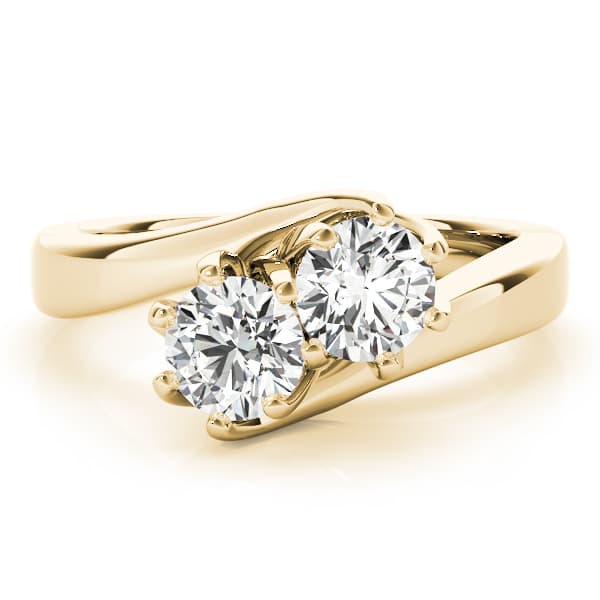 2-Stone Trellis Wedding Rings (1/2 ct. tw.), On hand view in yellow gold