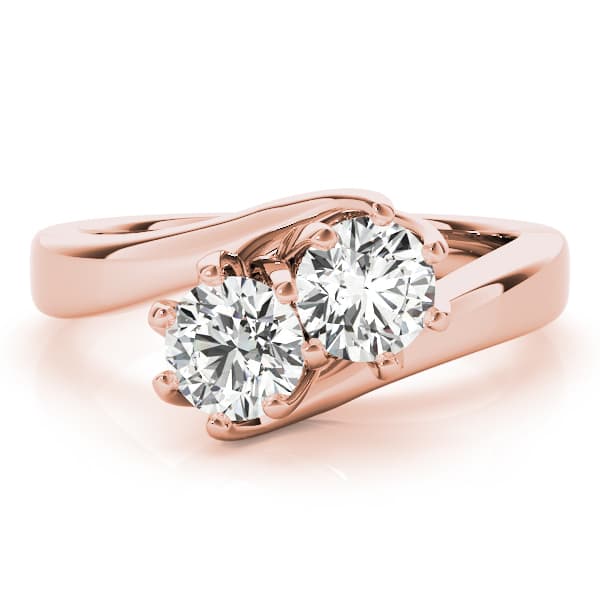 2-Stone Trellis Wedding Rings (1 ct. tw.), On hand view in rose gold