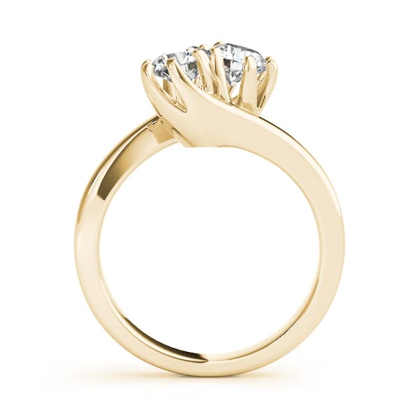 2-Stone Trellis Wedding Rings (1/2 ct. tw.), Side view in yellow gold