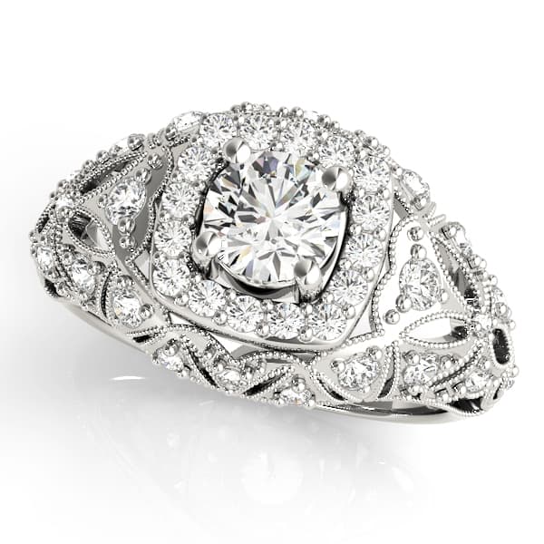 Vintage Inspired Halo Engagement Ring — style 84836 in 10k White Gold