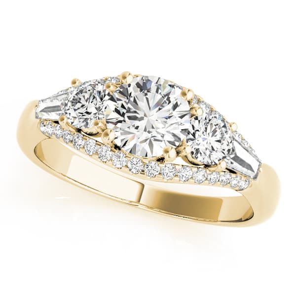 3-Stone Split Shank Engagement Ring, style 84837, Front view in yellow gold