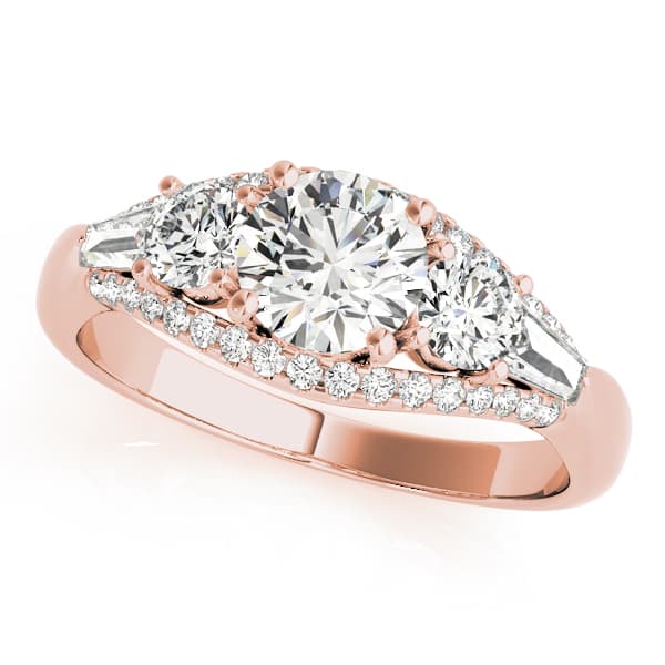 3-Stone Split Shank Engagement Ring, style 84837, Front view in rose gold