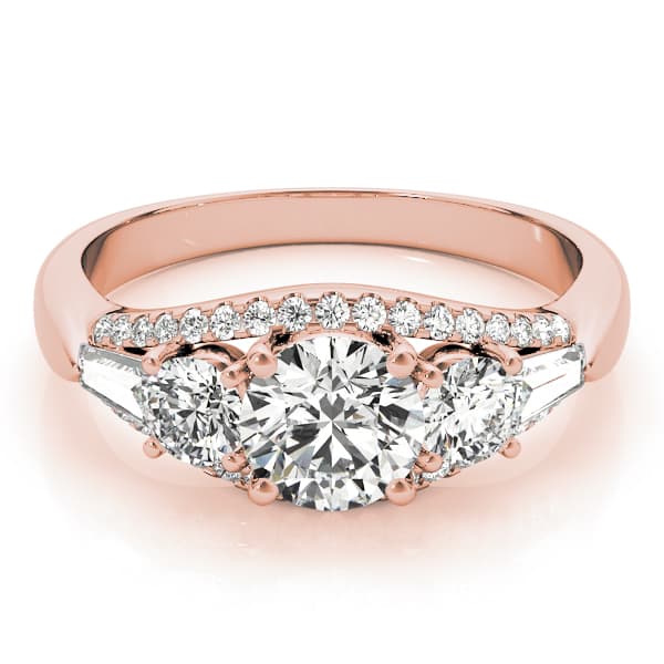 3-Stone Split Shank Engagement Ring, style 84837, On hand view in rose gold