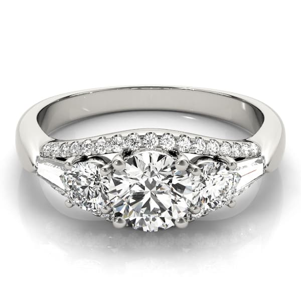 3-Stone Split Shank Engagement Ring, style 84837, On hand view in white gold or platinum