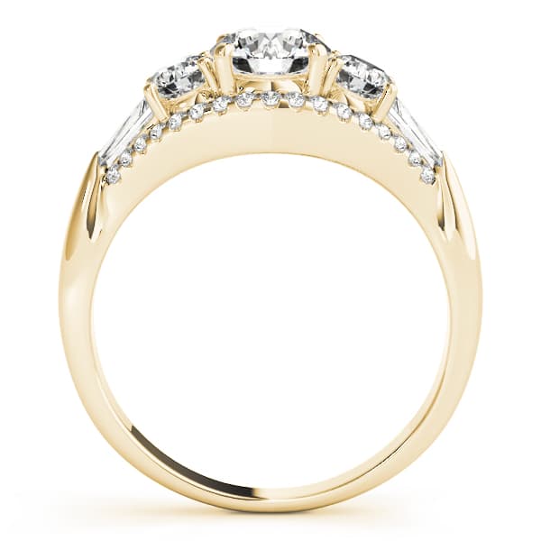 3-Stone Split Shank Engagement Ring, style 84837, Side view in yellow gold