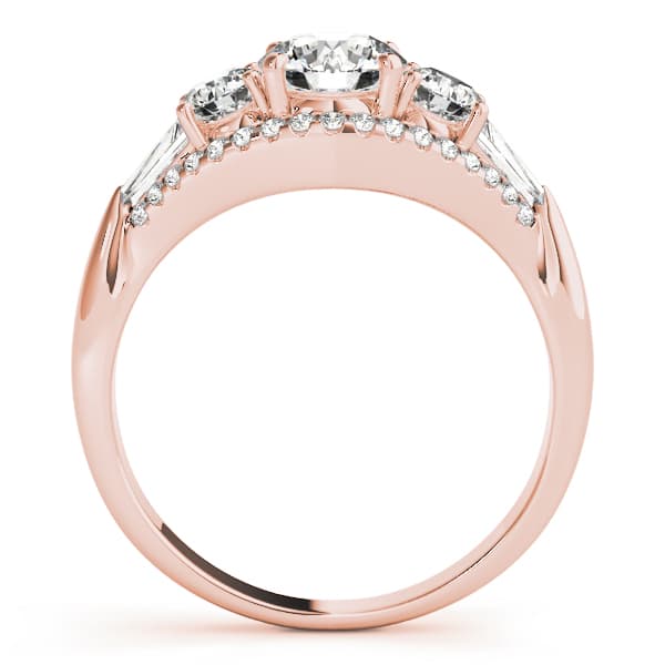 3-Stone Split Shank Engagement Ring, style 84837, Side view in rose gold