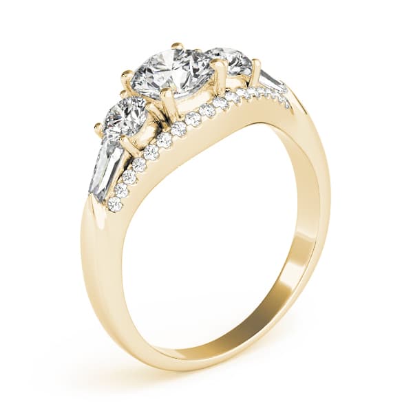 3-Stone Split Shank Engagement Ring, style 84837, Top view in yellow gold