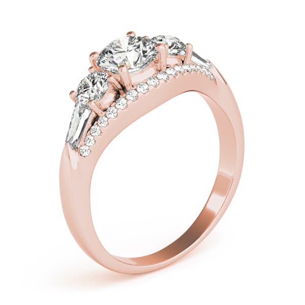 3-Stone Split Shank Engagement Ring, style 84837, Top view in rose gold