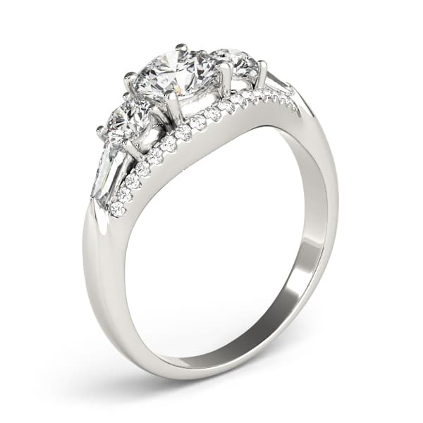 3-Stone Split Shank Engagement Ring, style 84837, Top view in white gold or platinum