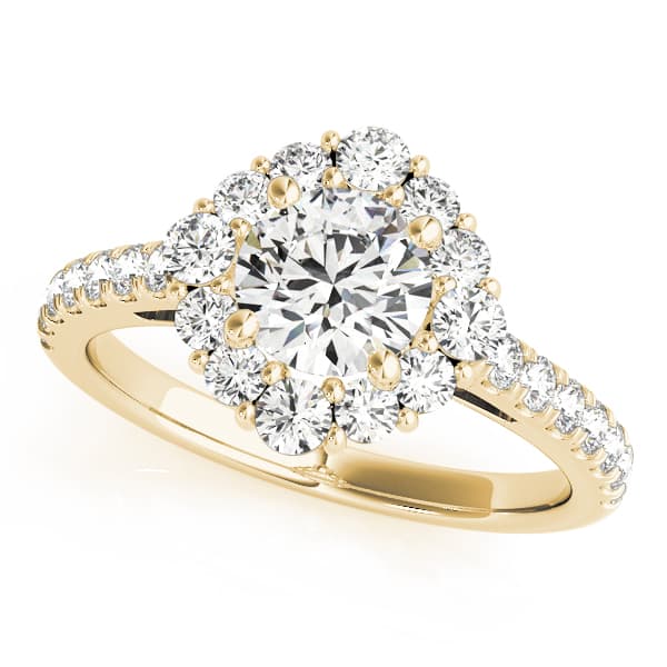 Solitaire Halo Engagement Ring, style 84838, Front view in yellow gold