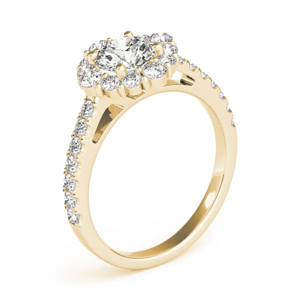 Solitaire Halo Engagement Ring, style 84838, Angle view in yellow gold